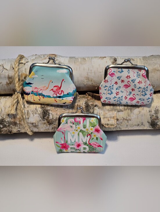 no brand Handbags - 🍸Boutique Flamingo Coin Purse Lot 3pc Beach Summer Clasp Pouch Wallet 🦩🏝️